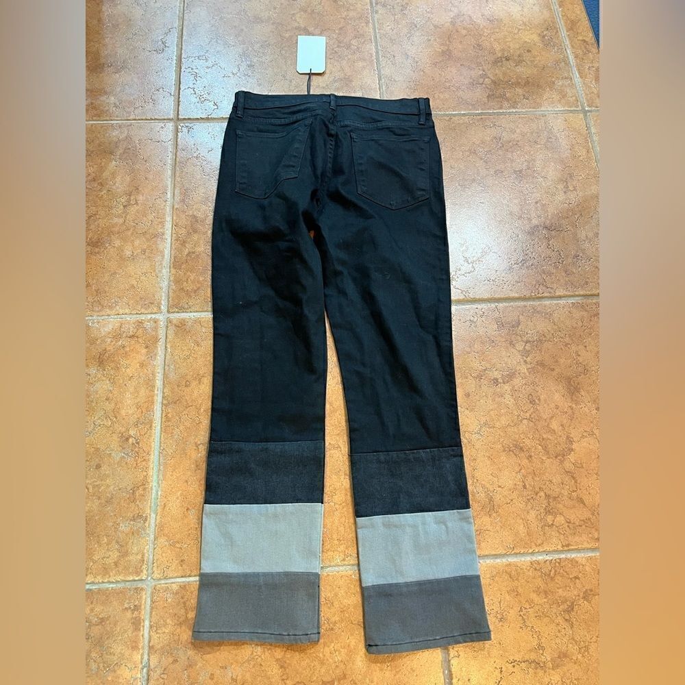 NWT FRAME High Rise Straight Ankle Colorblock Contrast Hem in Washed Black S 30 - Picture 2 of 8